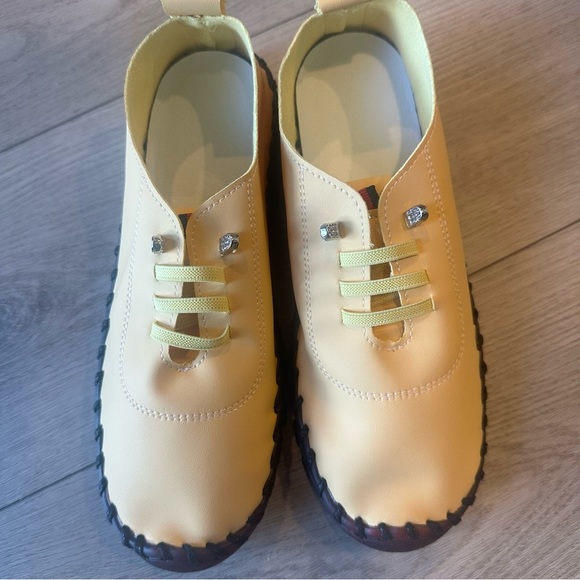 Shoes - Socofy Style Yellow Comfort Slip-On Shoes • Size 38 (Fits 7.5–8)